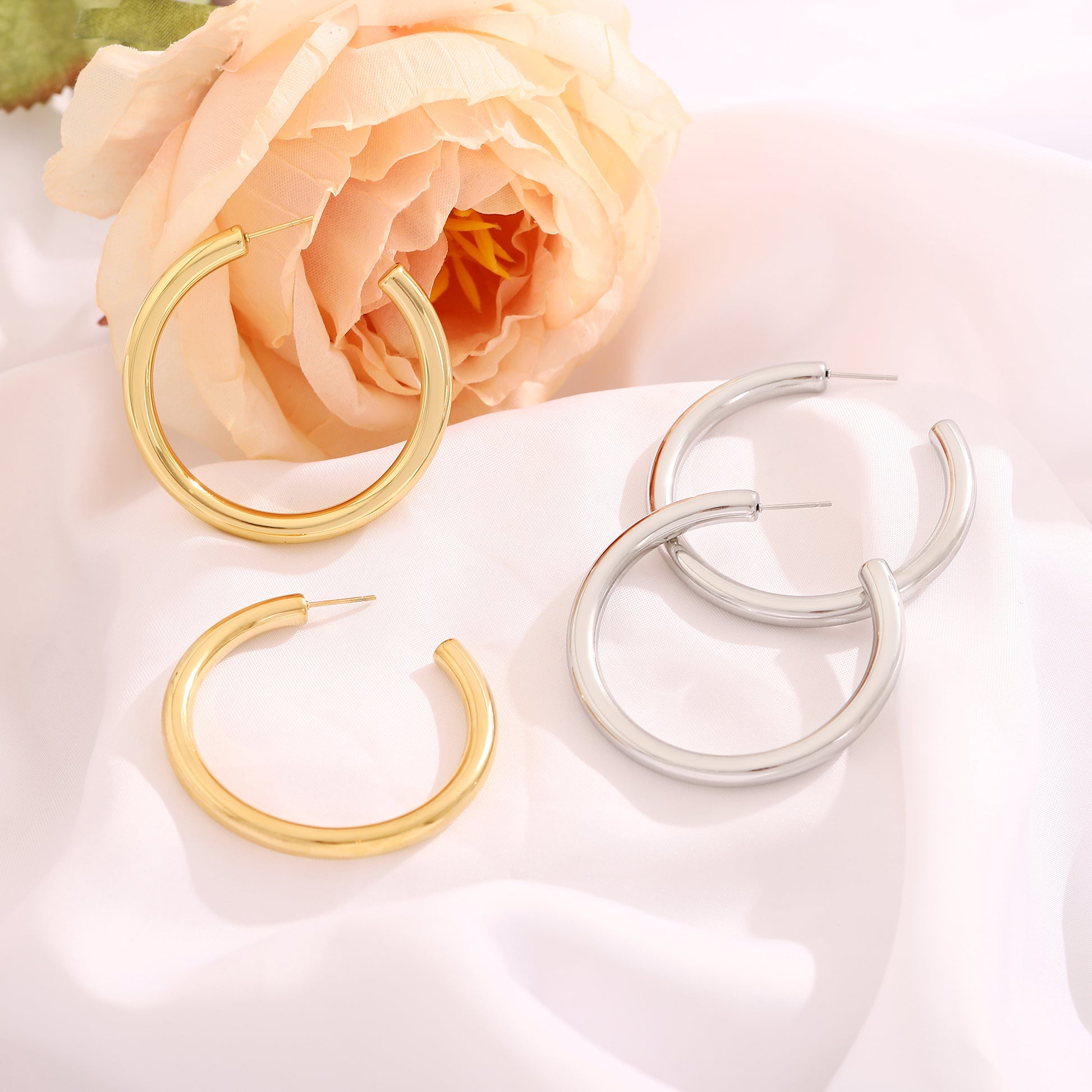 HollowTubeHoopEarringsforWomenbyGingerLyne2"GoldStainlessSteelLightweight_Gold-5