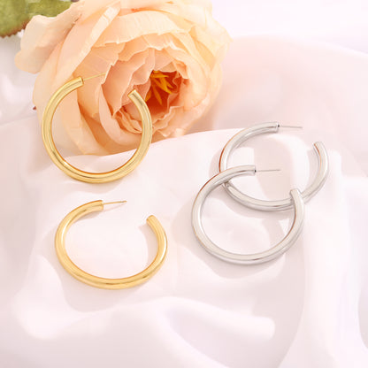 HollowTubeHoopEarringsforWomenbyGingerLyne2"GoldStainlessSteelLightweight_Gold-5