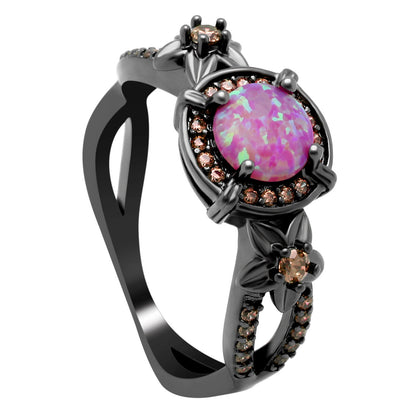 Sloane Statement Ring Womens Purple Black Plated Fire Opal Ginger Lyne Collection