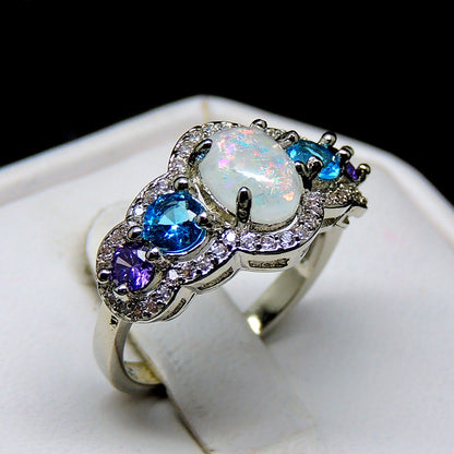 Riley Statement Ring White Fire Opal Purple Blue Cz Womens Ginger Lyne Collection