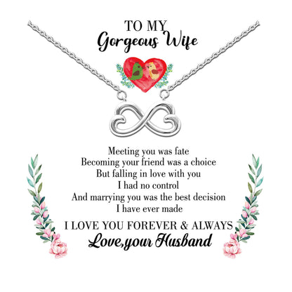 Wife Greeting Card Sterling Silver Infinity Heart Necklace Women Ginger Lyne Collection - Wife-835