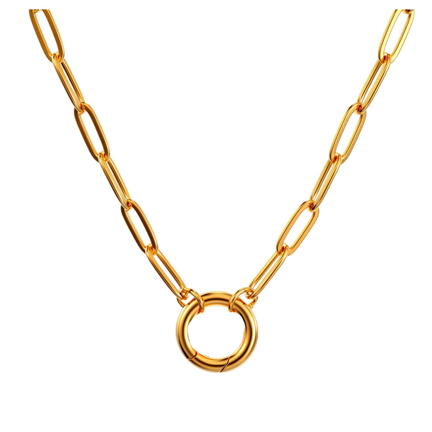 Carabiner Charm Necklace for Women Paperclip Chain Round Carabiner Holder Stainless Steel by Ginger Lyne