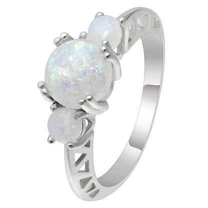 Fleur Statement Ring 3 Stone Fire Opal Engagement Womens Ginger Lyne Collection