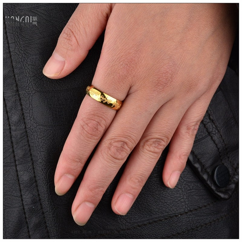 EngravedGoldWeddingBand6mmStainlessSteelRingforMenorWomenbyGingerLyne_Gold-4