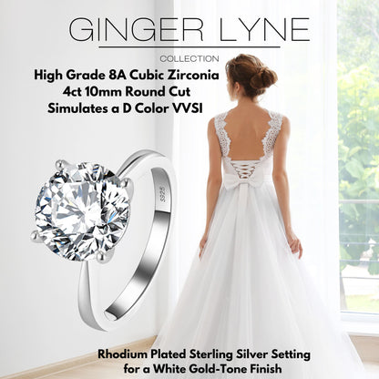 Solitaire4CtRoundCutEngagementRingforWomenSterlingSilver8ACZGingerLyneCollection-6,Silver_Silver-6