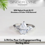 Load image into Gallery viewer, Pear Engagement Ring for Women by Ginger Lyne 3.78 Ct Simulated Diamond Sterling Silver Wedding Rings - 6
