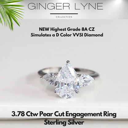 PearEngagementRingforWomenbyGingerLyne3.78CtSterlingSilverWeddingRings_Silver-2