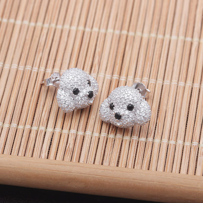 Poodle Maltese Dog Stud Earrings for Women Clear Cubic Zirconia Ginger Lyne Collection