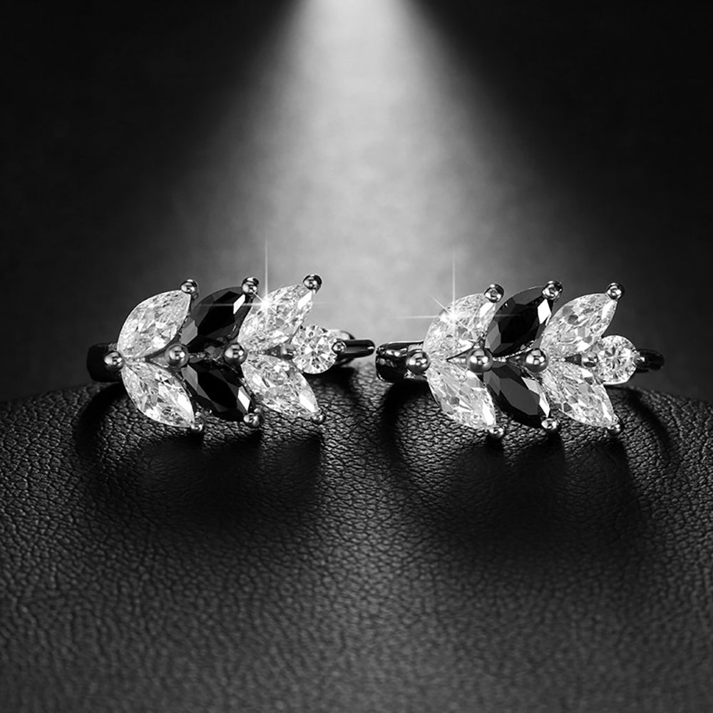 Leaf Shape Drop Earrings for Women Marquise Black CZ Ginger Lyne Collection