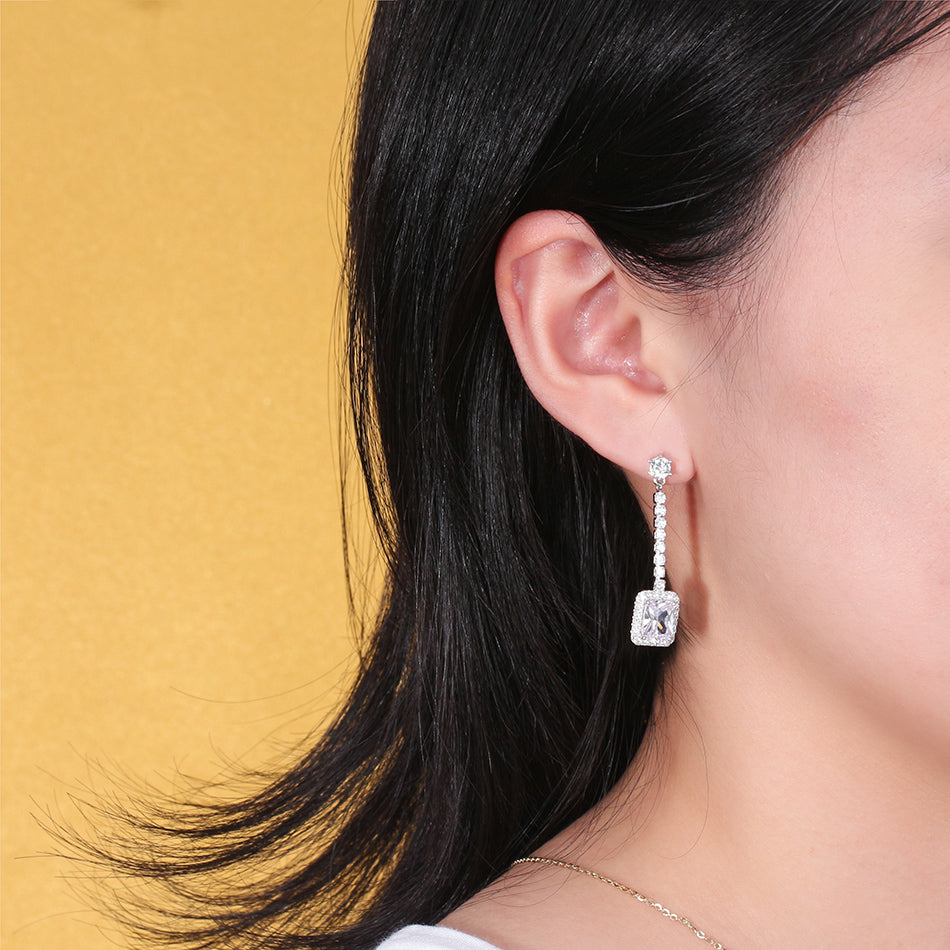 Halo Dangle Earrings for Women Sterling Silver Pink Clear CZ Ginger Lyne Collection - Pink