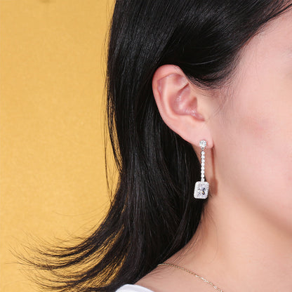 Halo Dangle Earrings for Women Sterling Silver Pink Clear CZ Ginger Lyne Collection - Pink