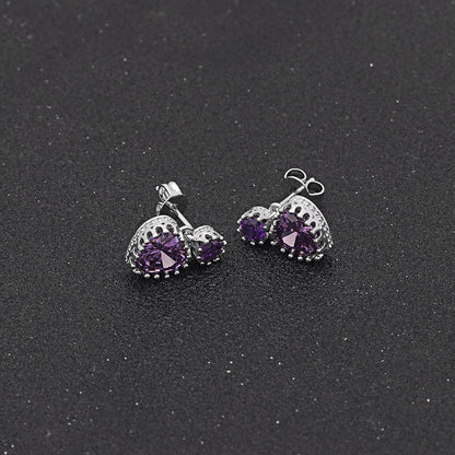 Colette Dangle Earrings Womens Purple Heart Cubic Zirconia Ginger Lyne Collection