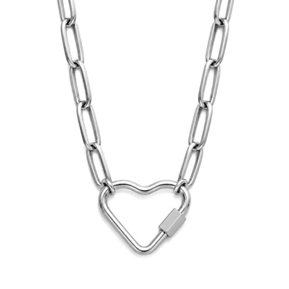 Carabiner Charm Holder Necklace for Women by Ginger Lyne 18KT Gold Plated Stainless Steel 18-20"
