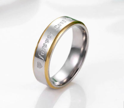 Forever Love 4 mm or 6mm Stainless Steel Wedding Band for Men or Women by Ginger Lyne