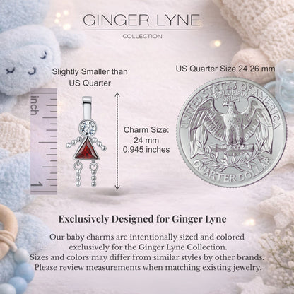Baby Girl Birthstone Charm Children Pendants for Mom or Grandma Necklace by Ginger Lyne CZ Sterling Silver - Girl July
