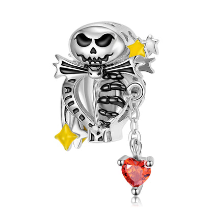 Skeleton Charm for Women Gothic European Bead for Bracelet CZ Sterling Silver Ginger Lyne Collection