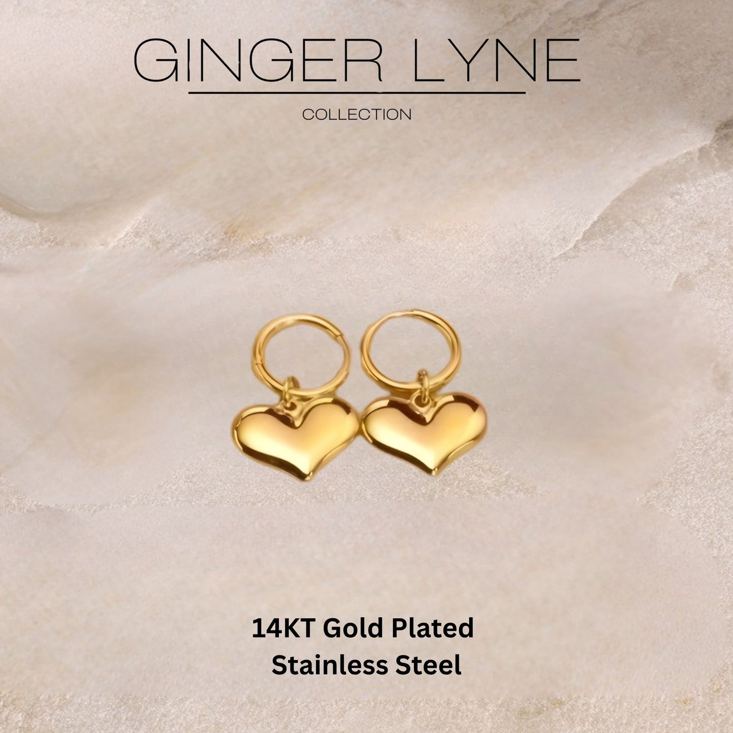 HeartHuggieHoopDangleEarringsforWomen14ktGold-PlatedStainlessSteelbyGingerLyne_Gold-5