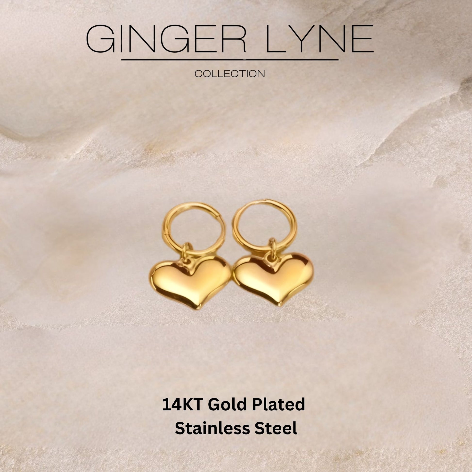 HeartHuggieHoopDangleEarringsforWomen14ktGold-PlatedStainlessSteelbyGingerLyne_Gold-5