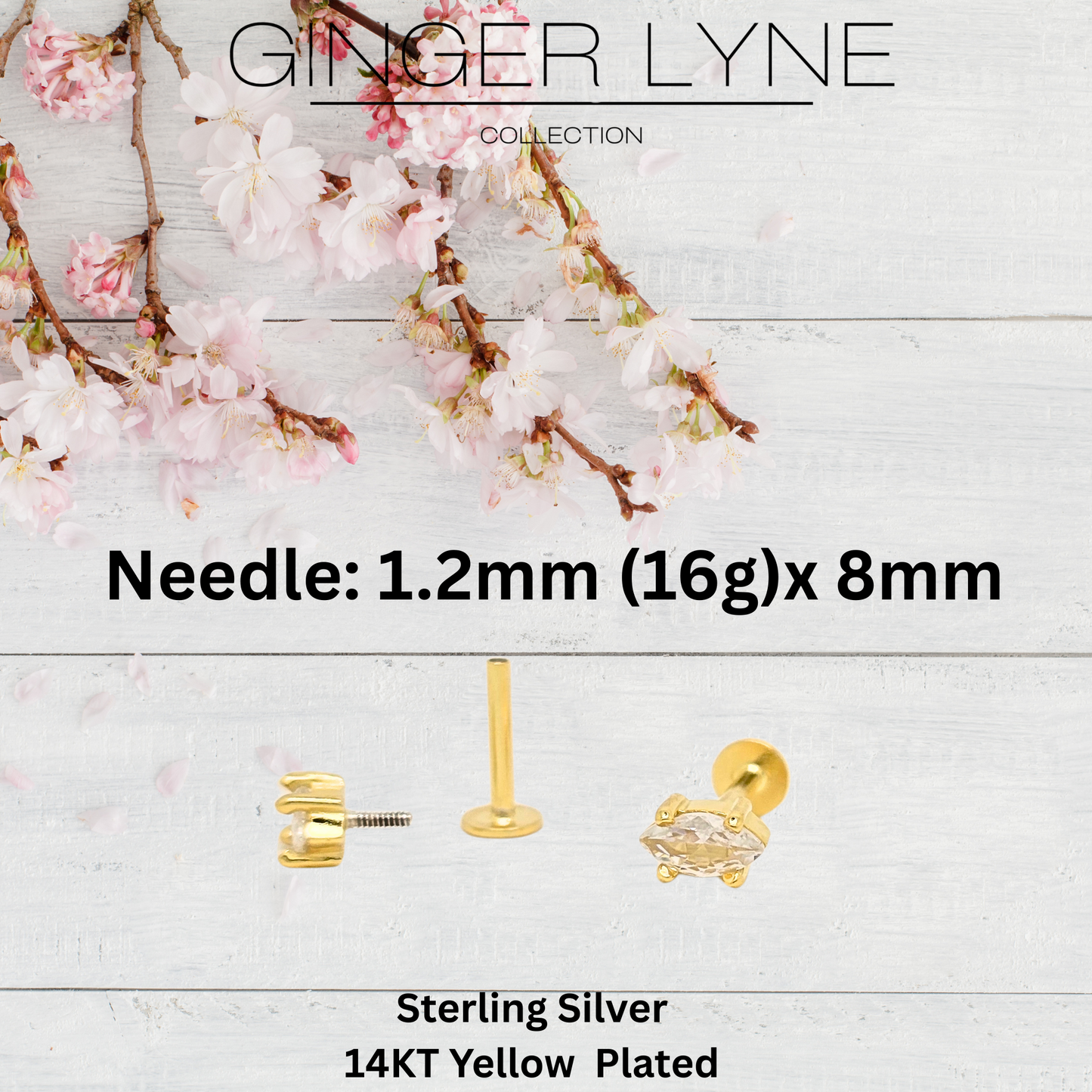 MarquiseCZFlatBackEarringsforCartilageHelixTragusLobe14KtGoldPlatedSterlingSilver1pairbyGingerLyne_Gold-4