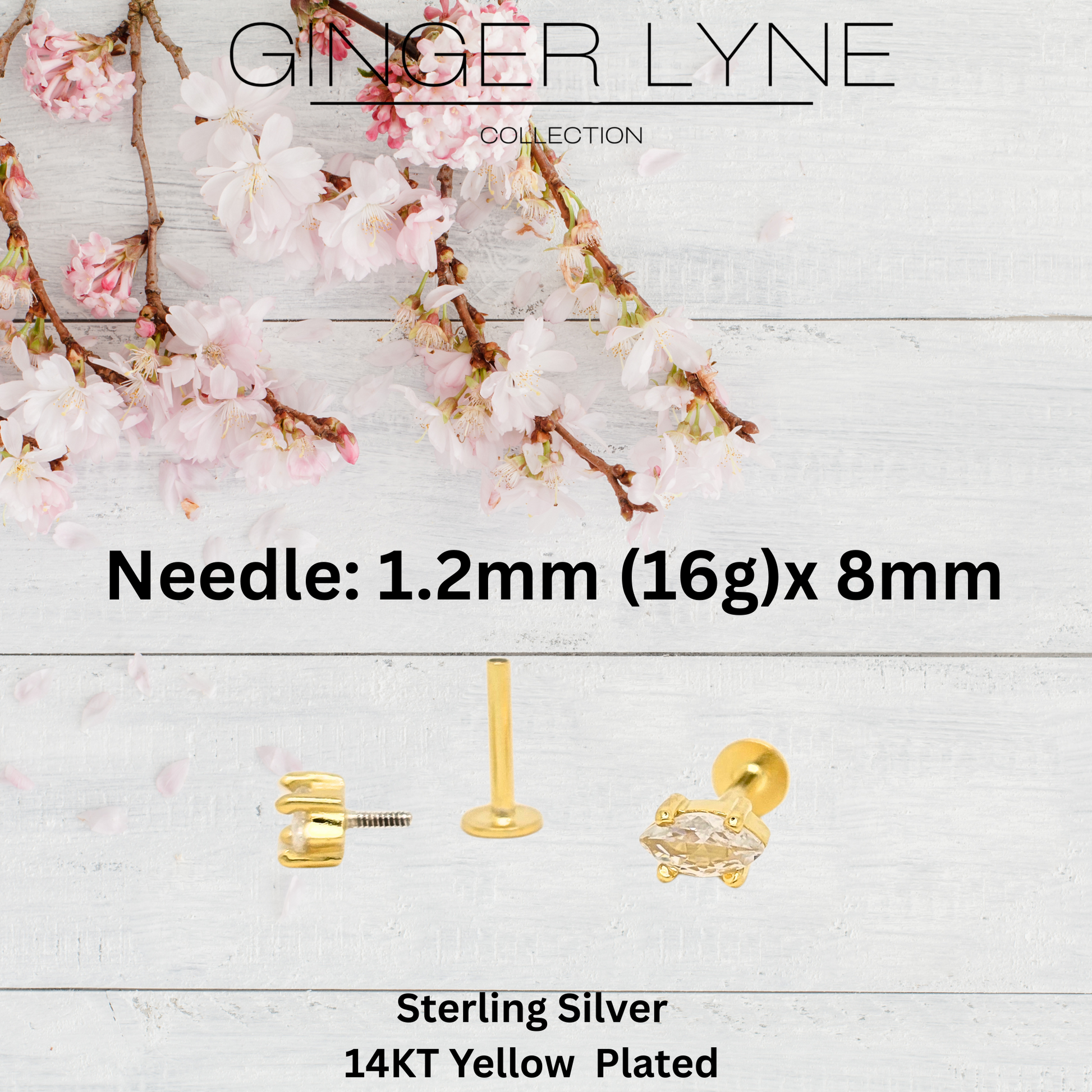 MarquiseCZFlatBackEarringsforCartilageHelixTragusLobe14KtGoldPlatedSterlingSilver1pairbyGingerLyne_Gold-4