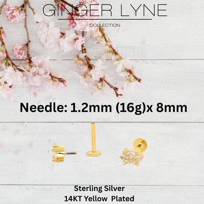 MarquiseCZFlatBackEarringsforCartilageHelixTragusLobe14KtGoldPlatedSterlingSilver1pairbyGingerLyne_Gold-4