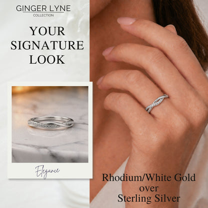QueenaSterlingSilverWeddingBandforWomenHalfEternityCzAnniversaryRingbyGingerLyneCollection_Silver-7