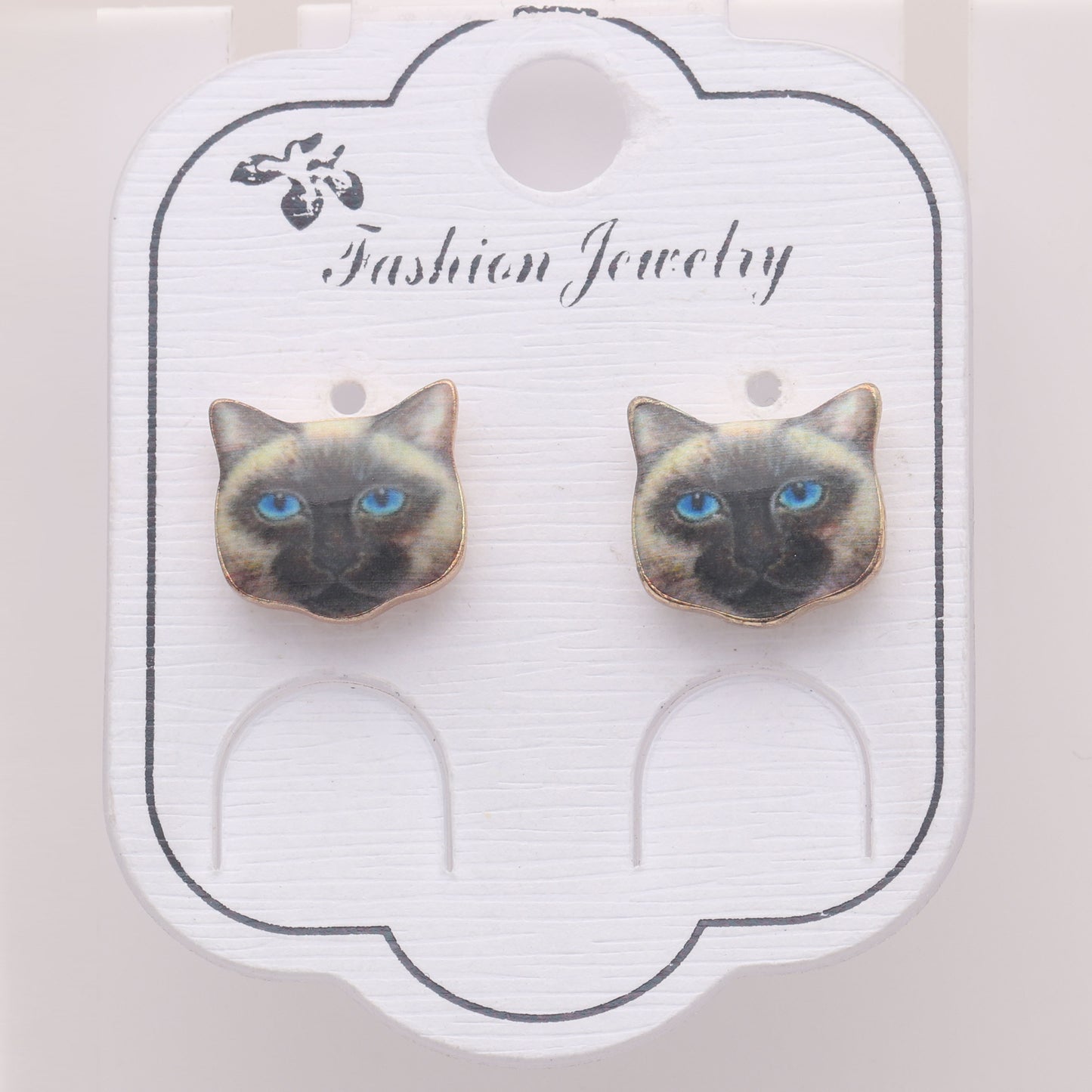 Siamese Kitty Cat Stud Earrings Blue Eye Girls Ginger Lyne Collection