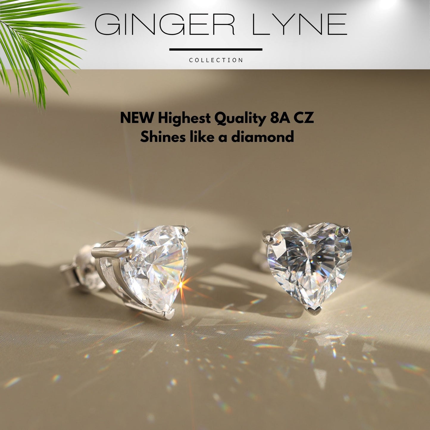 Heart Cut Stud Earrings for Women 5 Ct Simulated Diamond Sterling Silver Ginger Lyne - Silver