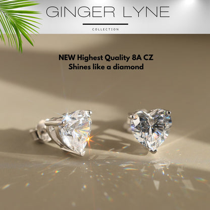 Heart Cut Stud Earrings for Women 5 Ct Simulated Diamond Sterling Silver Ginger Lyne - Silver