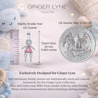 Birthstone Family Pendant for Mom by Ginger Lyne Stainless Steel Cubic Zirconia Charms For Grandma Necklace_Female-October-Silver-2