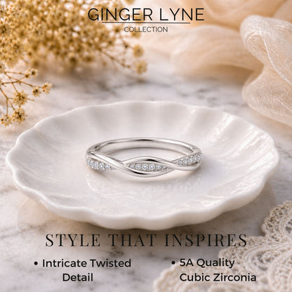 QueenaSterlingSilverWeddingBandforWomenHalfEternityCzAnniversaryRingbyGingerLyneCollection_Silver-2