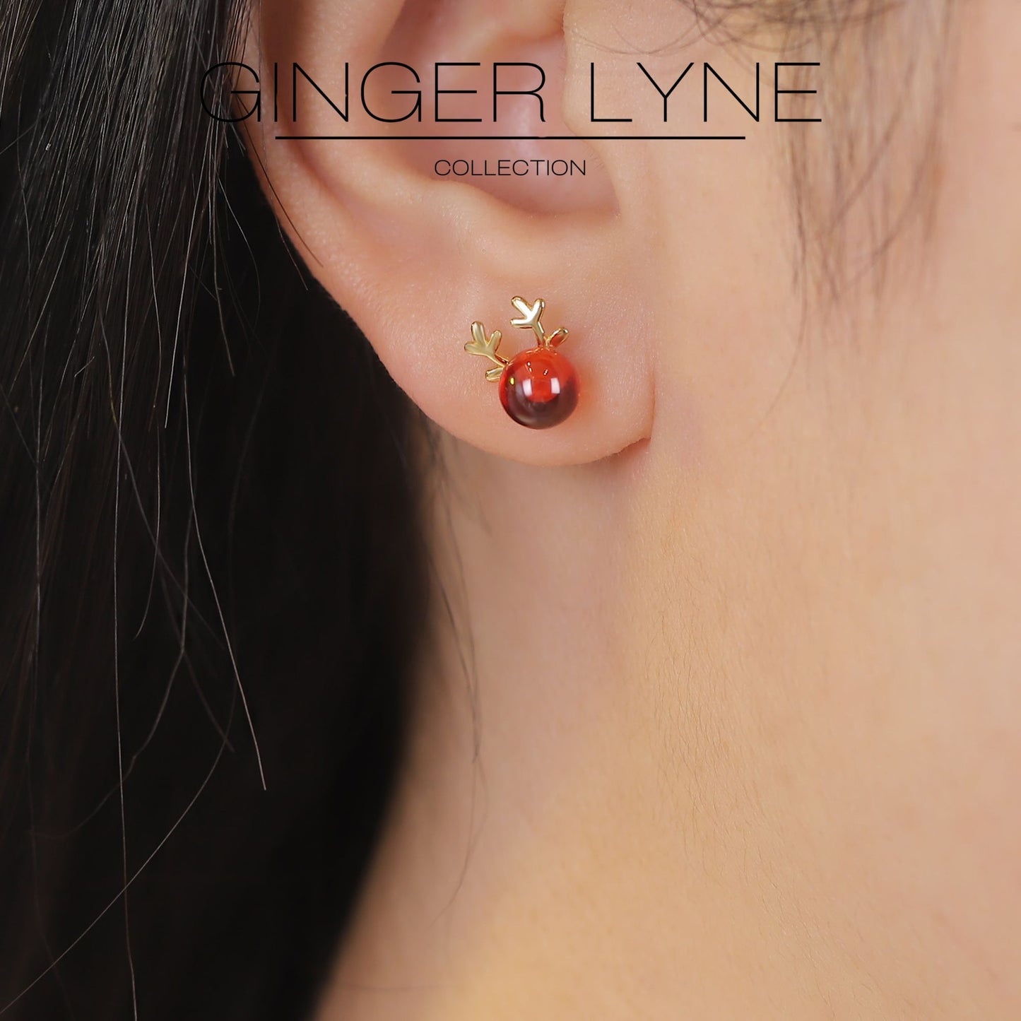 RudolphReindeerEarringsforWomen14KTGoldPlatedSterlingSilverPostRedGlassStudGingerLyneCollection_Red-4