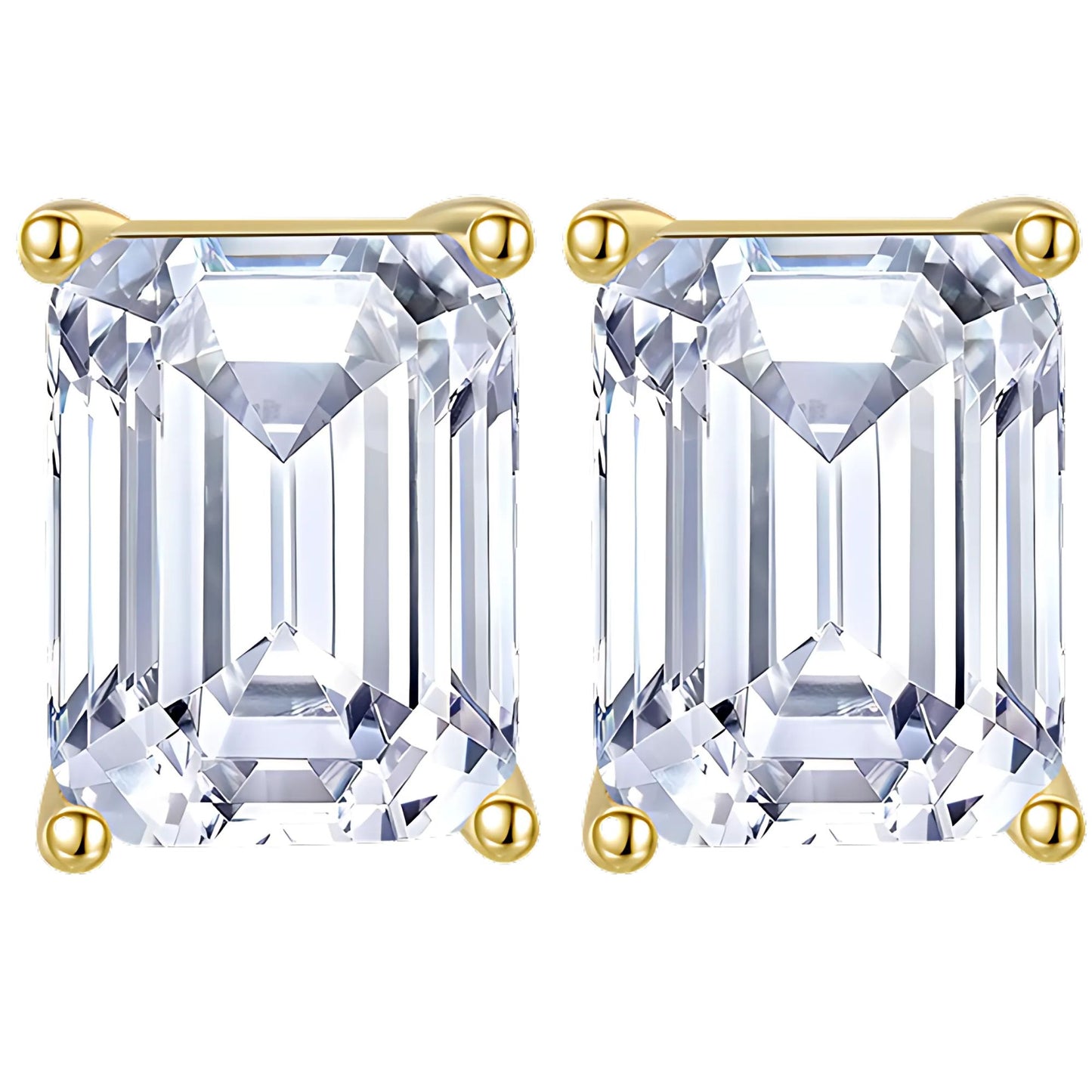 EmeraldCutStudEarringsforWomen7.5CtSterlingSilverStudsforherGingerLyneCollection_Gold-1