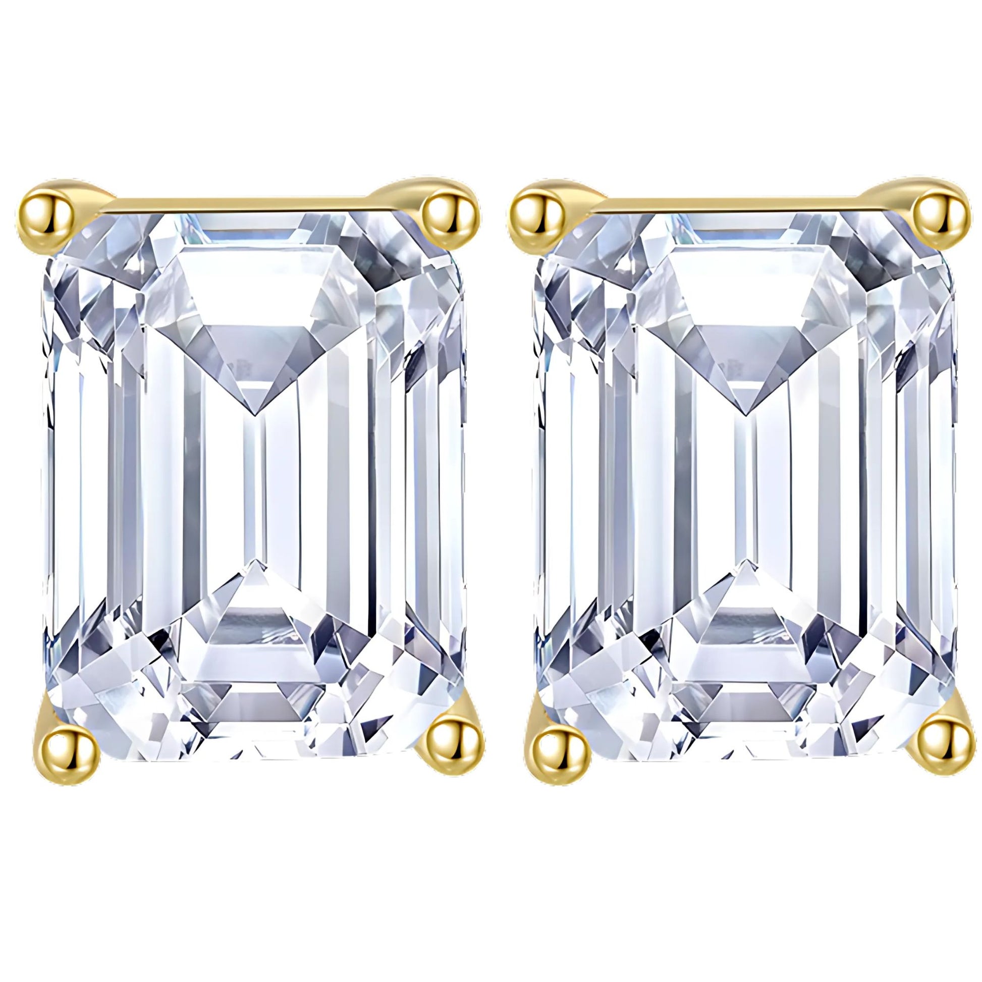 EmeraldCutStudEarringsforWomen7.5CtSterlingSilverStudsforherGingerLyneCollection_Gold-1