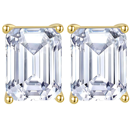 EmeraldCutStudEarringsforWomen7.5CtSterlingSilverStudsforherGingerLyneCollection_Gold-1