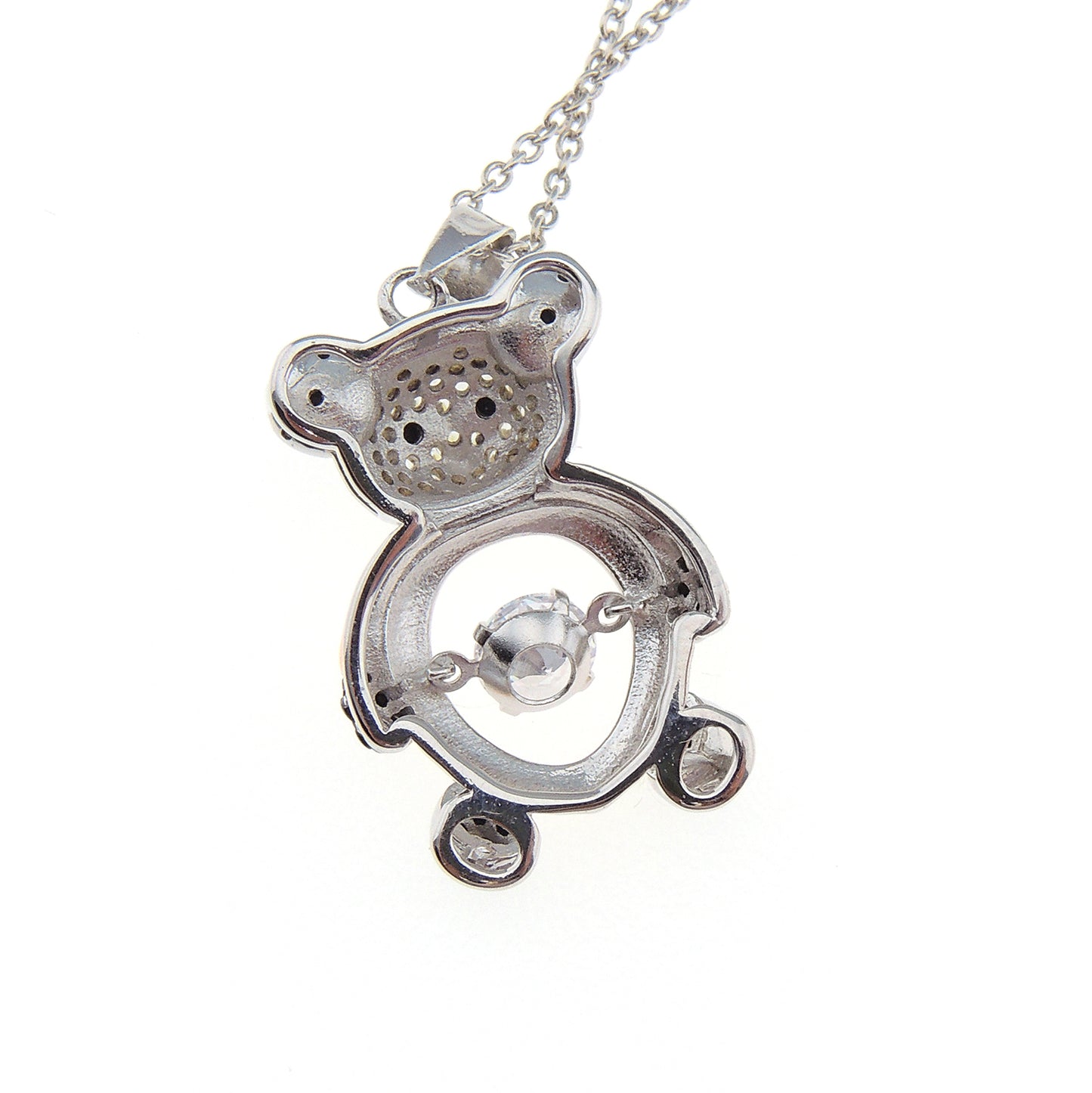 Panda Bear Necklace Swing Stone Sterling Silver Cz Girls Ginger Lyne Collection