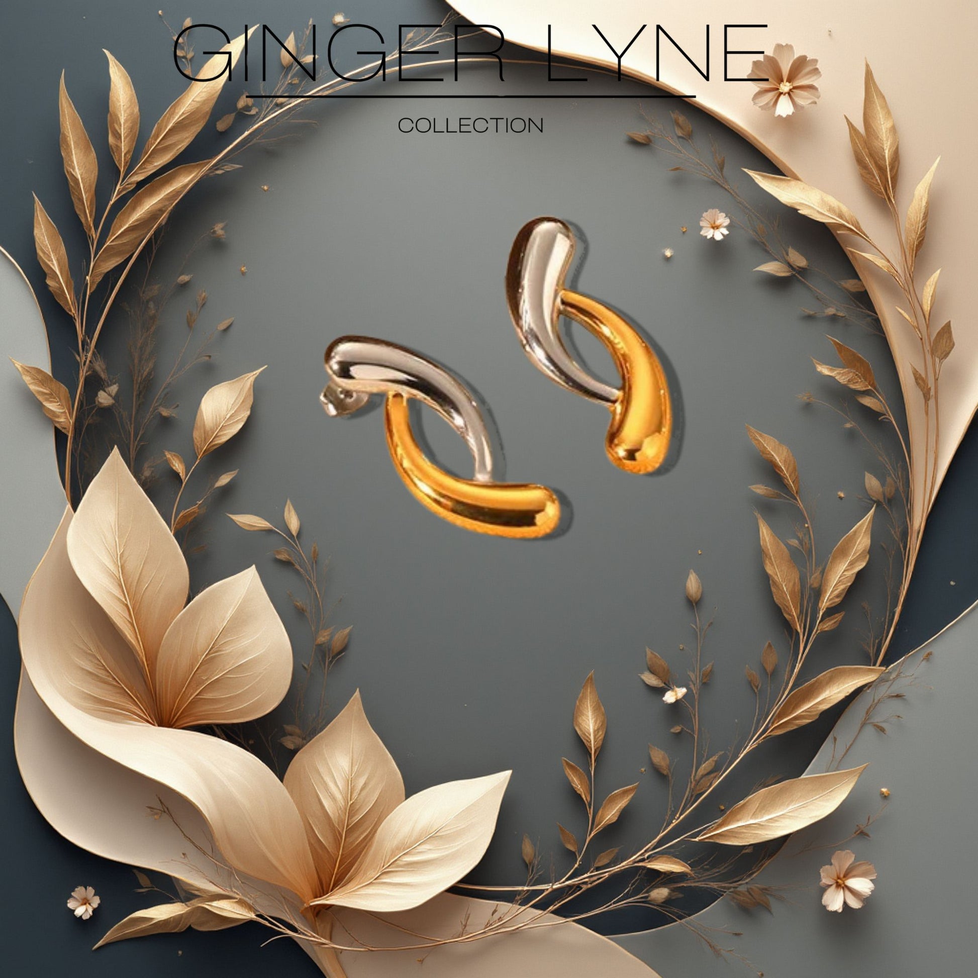 TwoToneTeardropEarringsforWomenGoldStainlessSteelDropStudsGingerLyneCollection_Gold-5