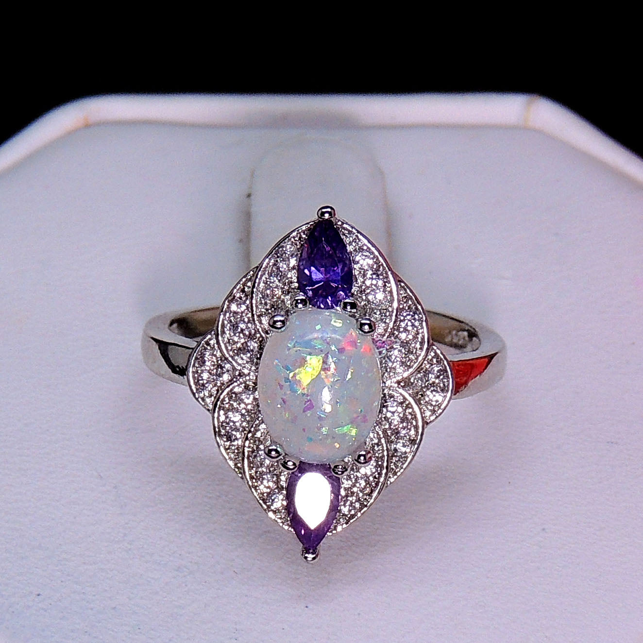 Quin Created Fire Opal Purple Cz Ring Women Ginger Lyne Collection